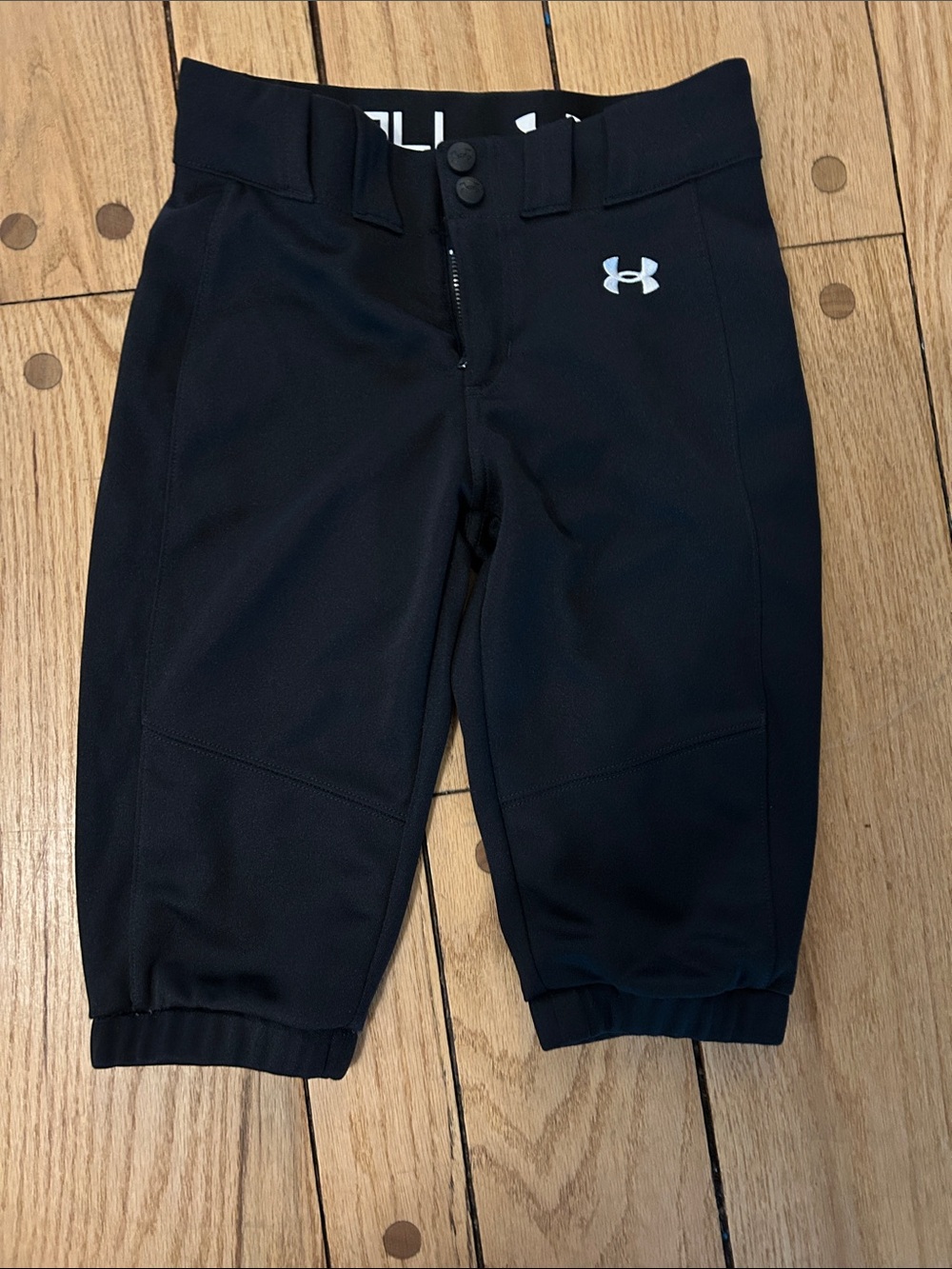 Under Armour Kids Black Softball Shorts with White Logo
